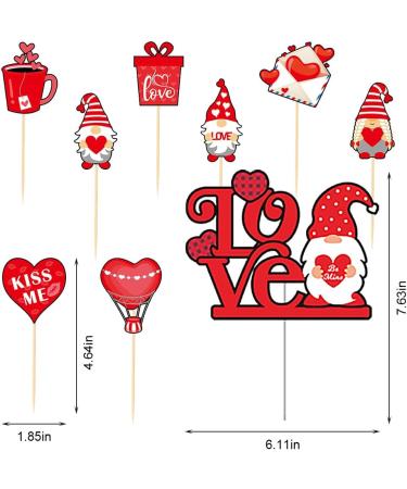 25 Pieces Wedding Red Cupcake Toppers Picks Red Heart Love KISS ME BE Mine Gnomes Happy Birthday Cake Topper Sweet Love Theme Party Cake Decor Supply Food Fruit Picks for Party Dessert Decoration Vn - Buy Online on GoSupps.com