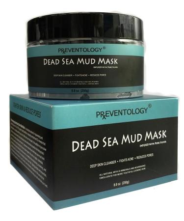 Preventology Dead Sea Mud Mask - Infused with Pure Silver and 21 Essential Minerals - Spa Formulated with Natural Emollients for a Clean and Healthy Complexion - 8.8 Oz