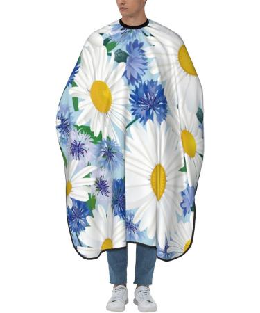 Professional Haircut Cape - Flower Chamomile Blue & White Adjustable Hairdressing Salon Apron - Buy Online on GoSupps.com