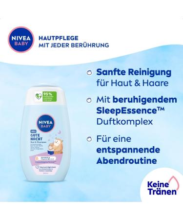 Nivea Baby Good Night Shampoo & Shower Gel 200ml | Mild Hypoallergenic Formula with Almond Oil & Vitamin E for Calm Baby Bath Time - Buy Online on GoSupps.com