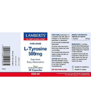 Lamberts TYROSINE 500mg 60cap Lamberts from Lamberts - Buy Online on GoSupps.com