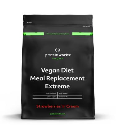 Protein Works - Vegan Diet Meal Replacement Extreme | Plant Based Meal Replacement Shake | Added Vitamins | Aids Weight Loss | 33 Servings | Strawberries 'n' Cream | 2kg Strawberries 'n' Cream 2 kg (Pack of 1)