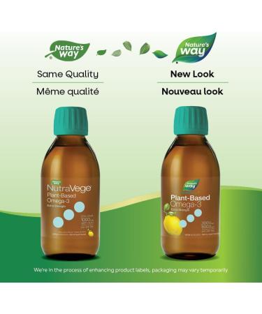 Nature's Way NutraVege Plant-based Omega 3 Supplement Extra Strength Formula Vegetarian EPA + DHA from Algal Oil Vegan Lemon Flavour 200 mL Liquid - Buy Online on GoSupps.com