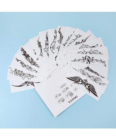 ELANE 19 Sheets Temporary Tattoo Stickers Set - 18 Body Art Fake Tattoos + 1 Calm Down Hand Neck Wrist Fashion Waterproof Removable Body Sticker - Black - Buy Online on GoSupps.com