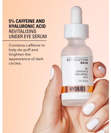 Revolution Skincare London 5% Caffeine and Hyaluronic Acid Under Eye Serum Reduces Dark Circles Puffiness Vegan Cruelty-Free 30ml Translucent Clear 30 ml (Pack of 1) - Buy Online on GoSupps.com