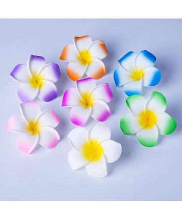 12 Pcs Multicolor Plumeria Flower Hair Clips - Hawaiian Luau Tropical Wedding Vacation Beach Party Decorations & Cosplay Accessories - Buy Online on GoSupps.com