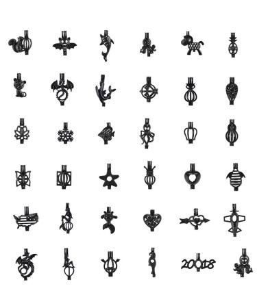 Dandan DIY Random 20pcs Black Bird Alloy Cage Mermaid Owl Heart Diffuser Locket Perfume Essential Oil Aromatherapy Diffuser Charms Pendant Craft Diffusion Ball (Random 20pcs Black Color)