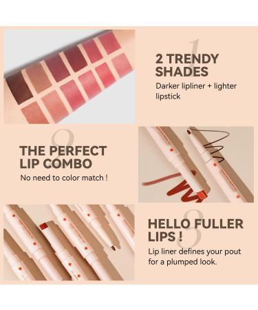 2 in 1 Double Head Lipstick and Lip Liner Set for Women Waterproof Lip Pencil and Lipstick Set Long Lasting Matte Velvet Lipstick Lipstick Set - Buy Online on GoSupps.com