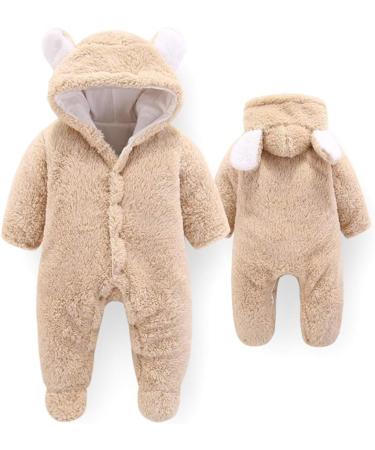 Cartoon Bear Snowsuit Winter Coat | Newborn Fleece Hooded Romper 3-6 Months - Buy Online on GoSupps.com