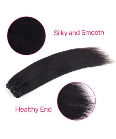 Mihugass Remy Clip in Hair Extensions 14 Brazilian Silky Straight 8pcs/120g Set - Natural Black for Black Women - Buy Online on GoSupps.com