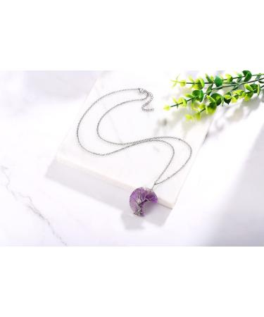 XIANNVXI Crystal Crescent Moon Necklace - Tree of Life Wire Wrapped Reiki Spiritual Jewelry for Women - Amethyst Pendant - Buy Online on GoSupps.com