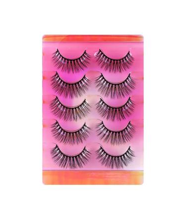 5 Pairs Natural False Eye Lashes 3D Multi-Layer Fake Eyelashes Extension Dense and Fluffy False Eyelash Cluster Naturally Curled False Eyelashes for Women Eye Makeup Type 5