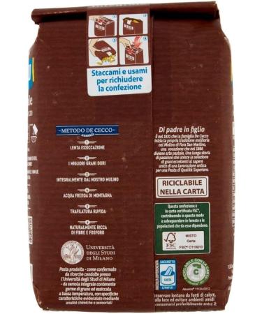 5X De Cecco Wholemeal Mixed Pasta (5 Packs of 500 g) 2.5 kg - Buy Online on GoSupps.com