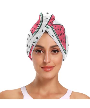 Fruit Watermelon Pineapple Hair Towel 2 Pack Super Absorbent Hair Drying Towel Quick Dry Hair Turbans Head Towel with Button Twisty Wrap for Women Girls