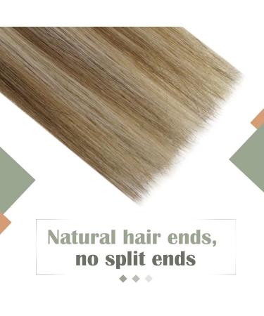 LAAVOO Remy Micro Weft Extensions - 55cm Balayage Real Hair Dark Brown Ombre to Light Blond Microbeads 50g 12-inch Width - Premium Human Hair Tress Extensions - Buy Online on GoSupps.com