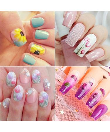 Nail Stickers 3D Nail Stickers Flowers Self-Adhesive Summer Nail Art Stickers Nail Decals for DIY Nail Art Decoration (7 Sheets) - Buy Online on GoSupps.com