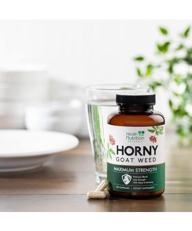 Horny Goat Capsules for Men & Women - 1590mg Extra Strength with Maca, Tongkat Ali, and Ginseng - Epimedium Supplement - 120 Capsules - Buy Online on GoSupps.com