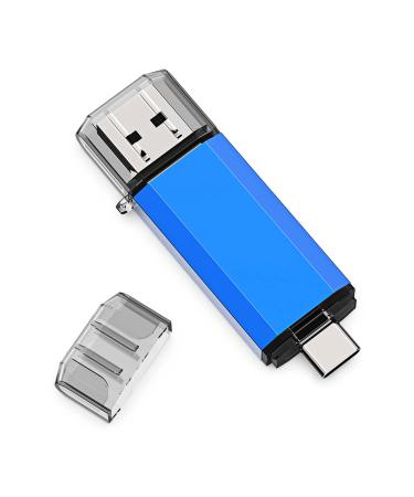 64GB USB C Flash Drive, Alihelan 2 in 1 OTG Dual Type C Thumb Drive 64 GB USB 3.0 Pen Drive Memory Stick Photo Stick for USB-C Smartphone Tablet Mac PC Computers MacBook Laptop, Blue 64GB Blue