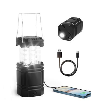 Solar Hand Crank Camping Lantern Flashlight, 3000 Rechargeable LED Flashlight Lantern Light, Bright, Portable, Waterproof Emergency Survival Kit Camping Light for Power Outage&Tent, USB Cable Included Black - Buy Online on GoSupps.com