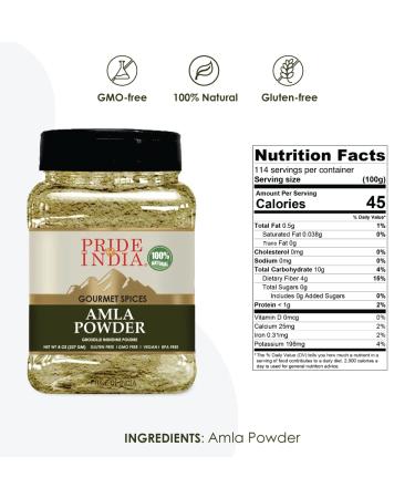 Pride of India Amla Powder 8 oz. Medium Dual Sifter Jar - Antioxidant Rich Gourmet Spice, Tangy & Savory - Pure Indian Gooseberry Ground, GMO/Gluten Free - Buy Online on GoSupps.com