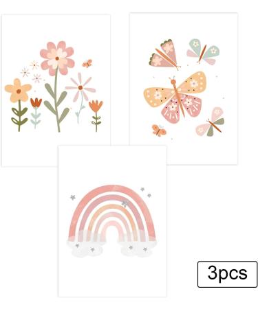Encuryna 3 Set Poster f r Kinderzimmer 40x30 cm Regenbogen Schmetterlinge & Blumen Wandbilder ohne Rahmen Dekoration f r Baby- und M dchenzimmer - Buy Online on GoSupps.com