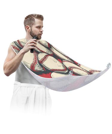 Sports Baseball Beard Bib Apron Beard Hair Catcher for Men Shaving Fathers Day Anniversary Christmas Gifts for Dad Husband Beard Bib with 2 Suction Cups