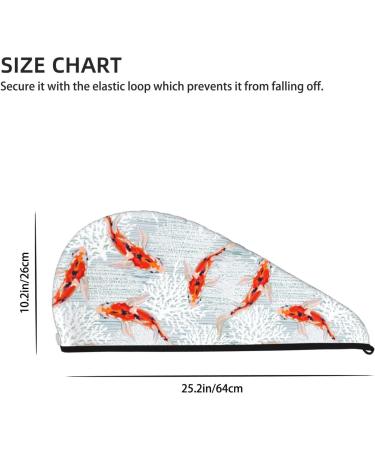 Super Absorbent Koi Fish Coral Velvet Microfiber Hair Towel Wrap for Women - Quick Dry Hair Cap for Long Curly & Thick Hair - Buy Online on GoSupps.com