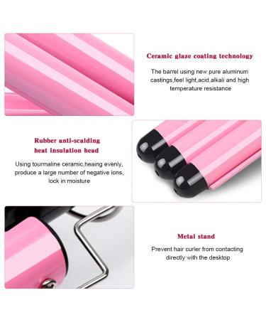 Buy 3 Barrel Waver Iron - Professional Ceramic Hair Curler with LCD Display | Pink Hair Styling Tool for Gorgeous Waves - International Shipping Available - Buy Online on GoSupps.com