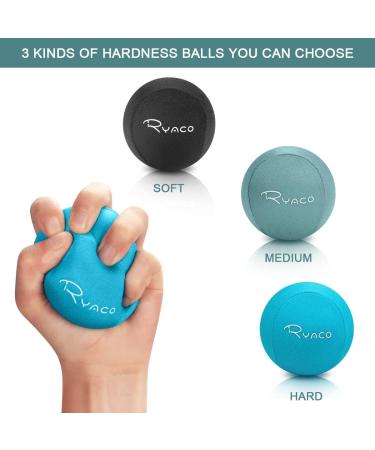 Ryaco Hand Therapy Exercise Stress Ball Bundle 3-Piece Set for Dynamic Resistance & Grip Strengthening Therapeutic Hand Relief in Black Gray-Green & Sea Blue - Buy Online on GoSupps.com