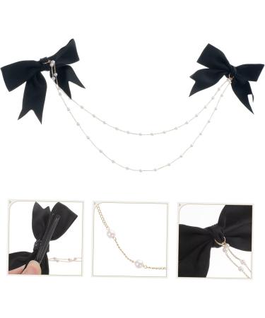 Angoily Pearl Tassel Pair Clip Hair Chain Clips Pearl Sweet Women Barrettes Pearl Hairpin Bow Tassel Hair Clips Pearl Bow Hair Clip Fashion Bow Tie Fabric Crocodile Chain Miss - Buy Online on GoSupps.com