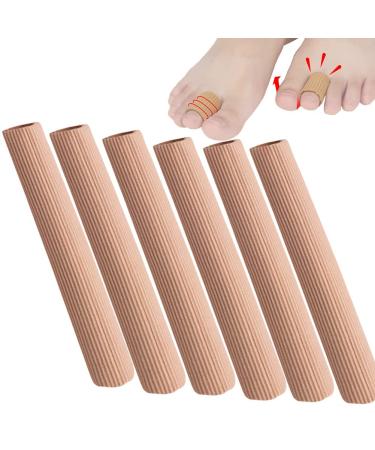 6Pack Toe Tubes Sleeves Protectors Toe Spacers Toe Separators Toe Cushion Soft Gel Lining Corn Pad Toes Separators for Bunions Corns Blisters Calluses Hammer Toe (Large)