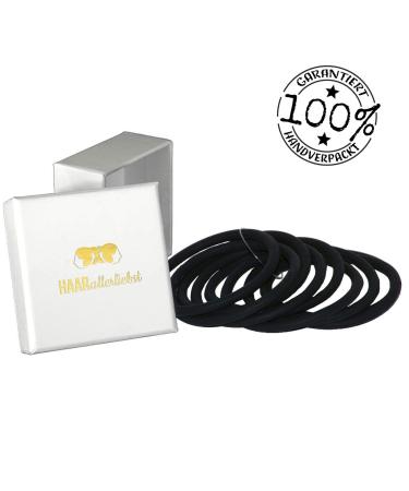 HAARallerliebst Silicone Hair Ties - 9 Pieces - Black - 5 cm with White Storage Box | Durable & Stylish Hair Accessories - Buy Online on GoSupps.com