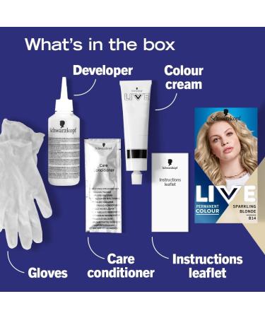 Schwarzkopf LIVE Intense Colour B14 Sparkling Blonde Permanent Hair Dye Blonde Hair Colour for Lightening and Colouring in 1 Simple Step Sprakling Blonde 100 g (Pack of 1) - Buy Online on GoSupps.com