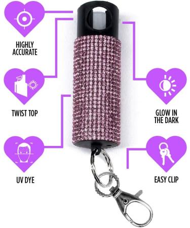 Guard Dog Security Bling-it-On Cute Pepper Spray Key Holder for Women - 5-Pack (Black/Pink/White/Teal/Purple) - Buy Online on GoSupps.com