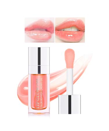 Prreal Tinted Lip Oil Plumping Lip Gloss Hydrating Lip Glow Oil Lip Care Moisturizing Clear Toot Lip Oil for Dry Lips Nourishing Water Glossy Glass Lip Oil Gloss Non-Sticky Shine Lip Tint (Pink)