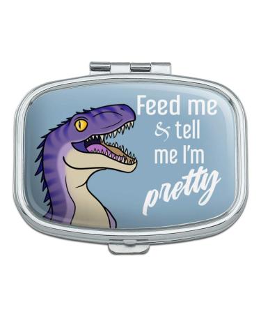 Velociraptor Feed Me and Tell Me I'm Pretty Dinosaur Funny Rectangle Pill Case Trinket Gift Box