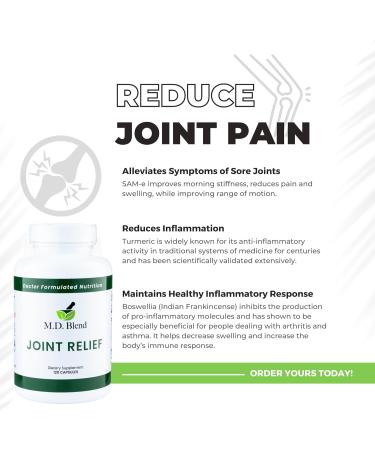 M.D. Joint Relief Supplement - Expert Formula for Knee Hip & Ankle Mobility - Daily Wellness with Collagen Glucosamine Turmeric - 120 Capsules - Buy Online on GoSupps.com