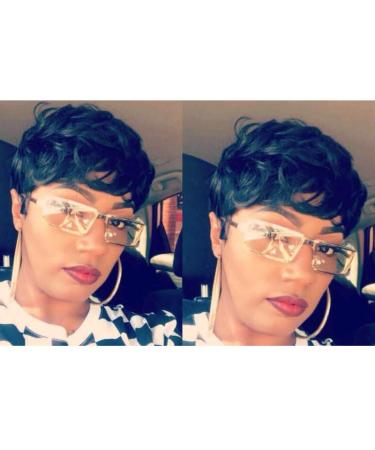 Yviann Short Wavy Synthetic Hair Wig for Black Women - Cute Curly Pixie Cut in 1B Color - Buy Online on GoSupps.com