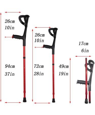 VISIONU Lightweight Foldable Forearm Crutch | Aluminum Walking Stick | Height Adjustable Ergonomic Handle | Comfortable Grip | Red - Buy Online on GoSupps.com