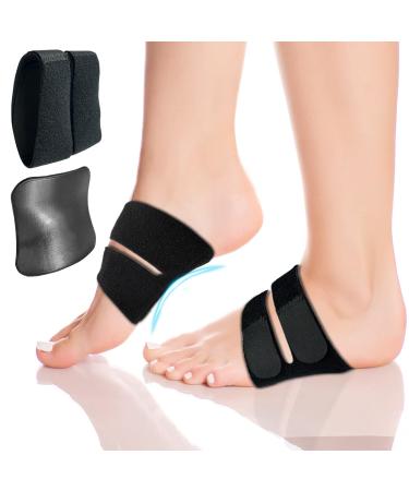 Unisex Foot Arch Support Arch Relief Plus w/Built-In Orthotic Support Adjustable Compression Arch Support Bands for Women & Men Fallen Arches Flat Feet and Plantar Fasciitis (Black 1 Pair)