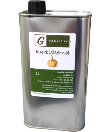 Pumpkin seed oil from southern Styria Size: 1000ml 100% pure Styrian pumpkin seed oil fresh from the farm directly from the farm shop