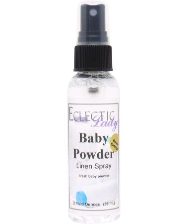 Baby Powder Linen Spray (Double Strength) 2 ounces - Eclectic Lady Sheet and Linen Spray - No Artificial Colors Parabens or Preservatives - Long-Lasting Scent for Bed Fabric & Pillow