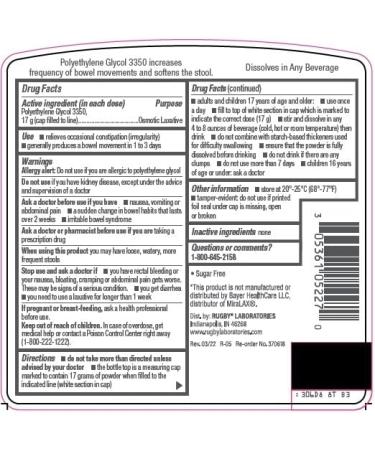 Rugby PEG 3350 Osmotic Laxative Powder 8.3 oz - Sugar-Free, Grit Free - 14 Once-Daily Doses - Buy Online on GoSupps.com