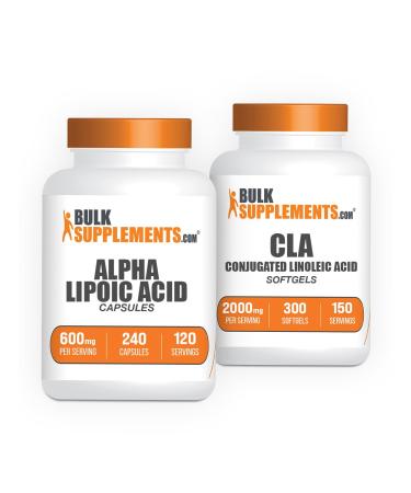 BulkSupplements Alpha Lipoic Acid Capsules 240ct + CLA 2000mg Softgels 300ct Bundle