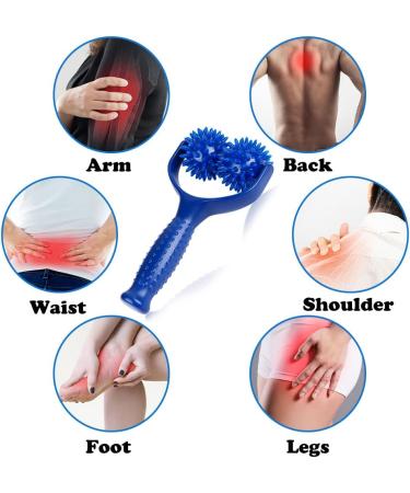 2-in-1 Massage Scooter & Roller with Handle - Fascia Massage Balls for Back Legs Feet & Hands - Perfect Self-Massage Device - Buy Online on GoSupps.com
