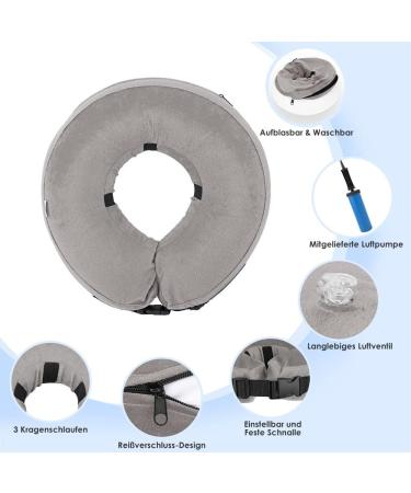 NASJAC Inflatable Recovery Collar for Dogs & Cats | Adjustable Soft Comfort Leak Protection & Quick Lock - XL Gray for Post-Op Care - Buy Online on GoSupps.com