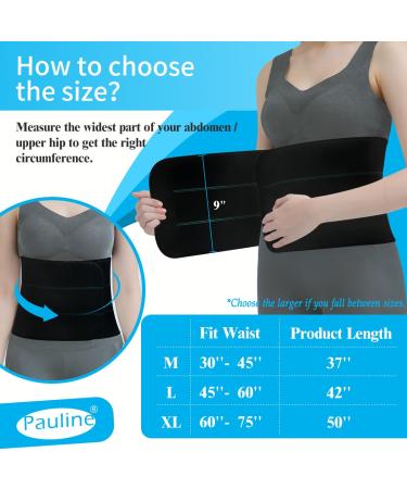 Pauline Abdominal Binder | Post Surgery Compression Support | Latex-Free Stomach Wrap for Hernia & Tummy Tuck | Breathable 3 Panel Belly Band (30-45 Black - Buy Online on GoSupps.com