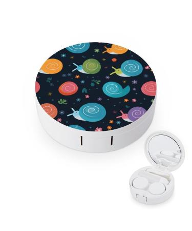 Kawaii Snails Contact Lens Case with Mirror Portable Cute Eye Contact Lens Box Travel Kit