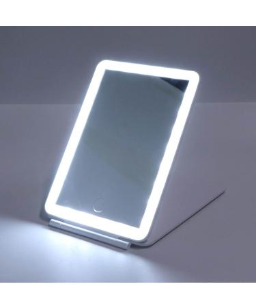 Brightness Adjustable Lighted Makeup Mirror Rechargeable HD Mirror with 3 Colors Light Modes for Makeup Lovers Foldable Portable Mini Makeup LED Mirror for Travel Home Use(White) - Buy Online on GoSupps.com