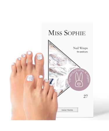 Original Miss Sophie Pedi Wraps I Italian Marble Pedicure I 27 Ultra-D nne Nailack stripes with patterns I for toothed I sticks to natural and lacquered acrylic gel & shellac nails
